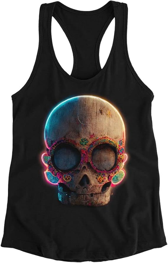 Sugar Skull Racerback Tank - Day of The Dead Tank - Festive Workout Tank - skull tank tops