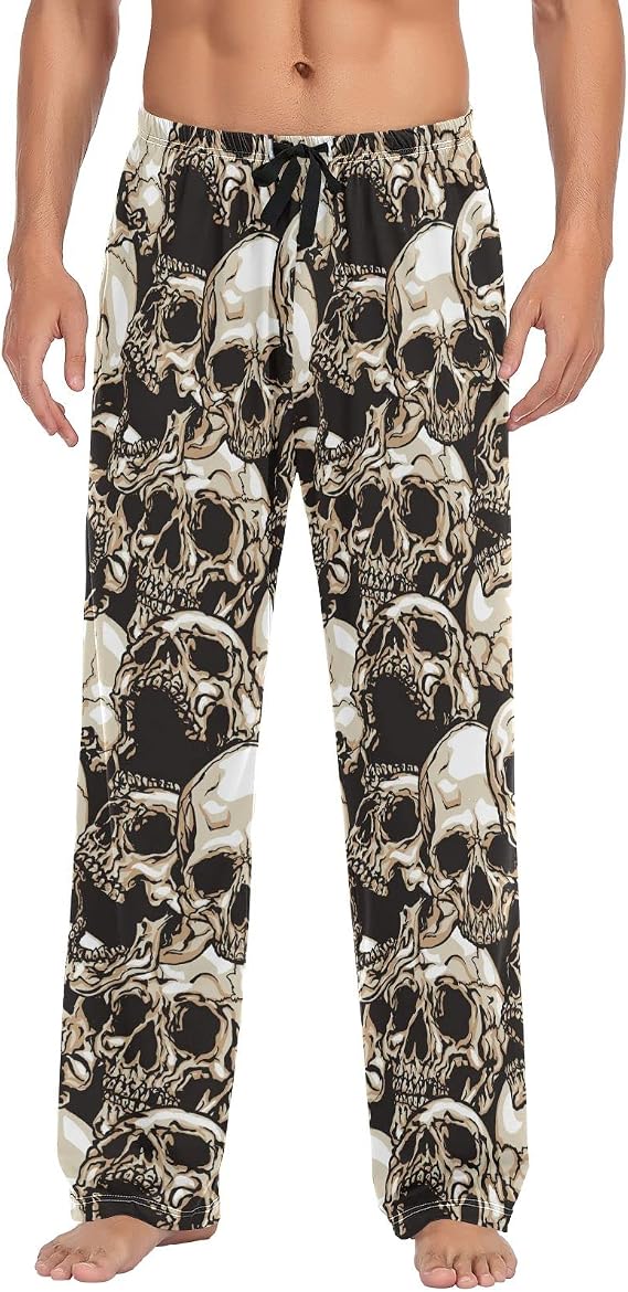 Fashion Pajama Pants Mens Lounge Pants Super Soft Men Pajama Bottoms with Pockets Drawstring - skull pajamas