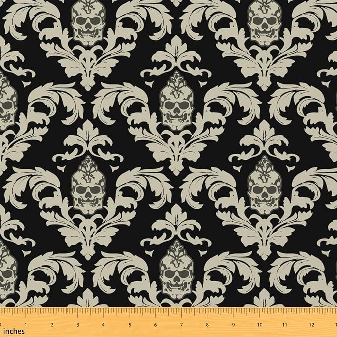 Sugar Skull Fabric by The Yard - Halloween Upholstery, Religious Boho - skull coaster
