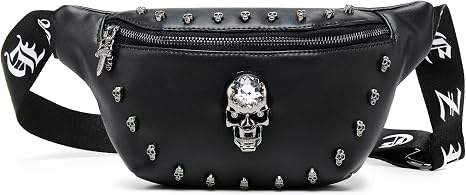 Black Fanny Pack,Skull Waist Bag,Gothic Waist Pack PU Leather,Fanny Bag - sugar skull handbags for sale