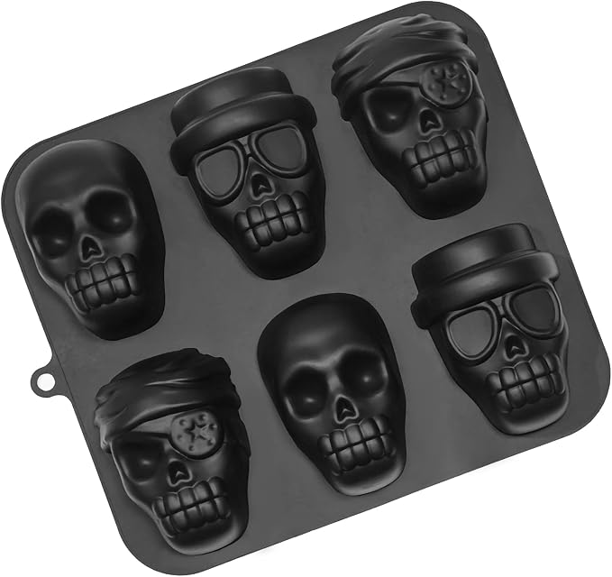 Halloween Baking Skull Cake Pan Molds, Silicone Pirate Cakelet Tin - skull ashtray