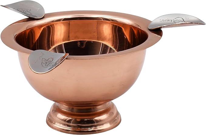 Stinky Cigar Copper Ashtray with 3 Stirrups, Windproof Stainless Steel Design, Deep Bowl for Indoor & Outdoor Use, Heat Resistant & Easy to Clean - Ideal Smoking Accessory for Cigar Enthusiasts - skull ashtray