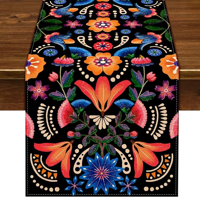 Mexican Day of The Dead Table Runner Dia De Los Muertos Decorations Home Kitchen Altar Decor-72inches - skull carpet