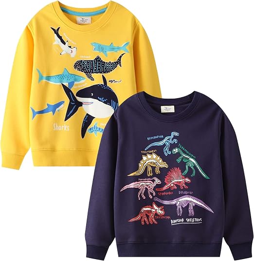 LOKTARC Toddler Boys Graphic Crewneck Sweatshirts 2-Pack, Sizes 2T-7 - skull sweatshirts