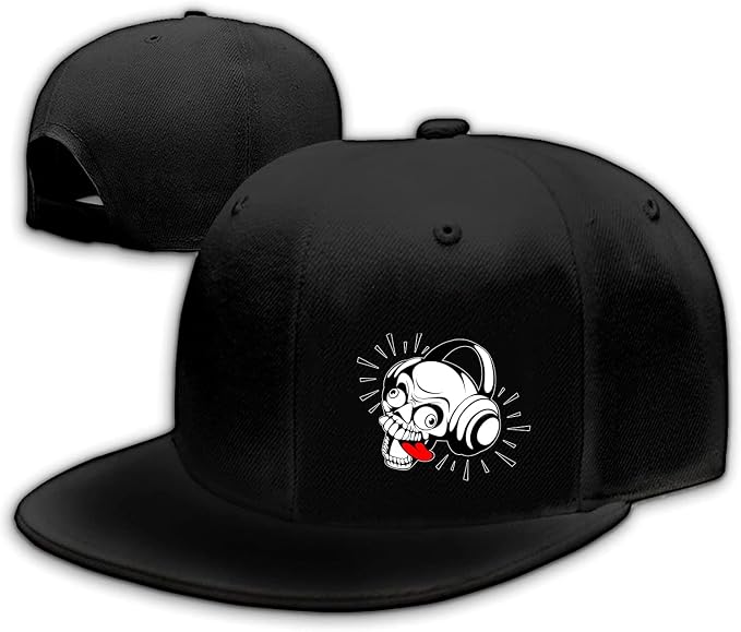 Skull Finger Flat Bill Hats for Men Black Mens Snapback Hat Baseball Cap Fitted Hat Rock N Roll Skeleton Hand Snap Backpack - skull backpack