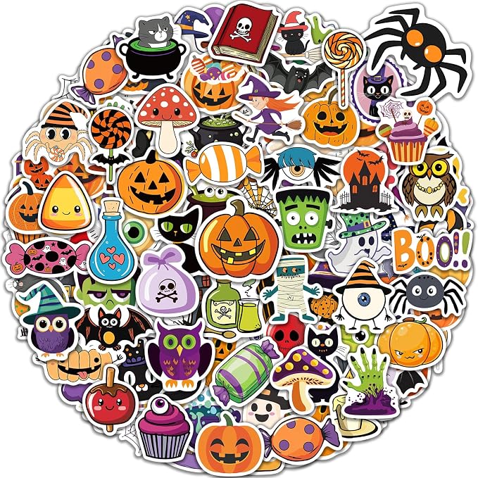 Benresive 300 Pcs Halloween Stickers for Kids, Bulk Water Bottle Stickers - skull sticker