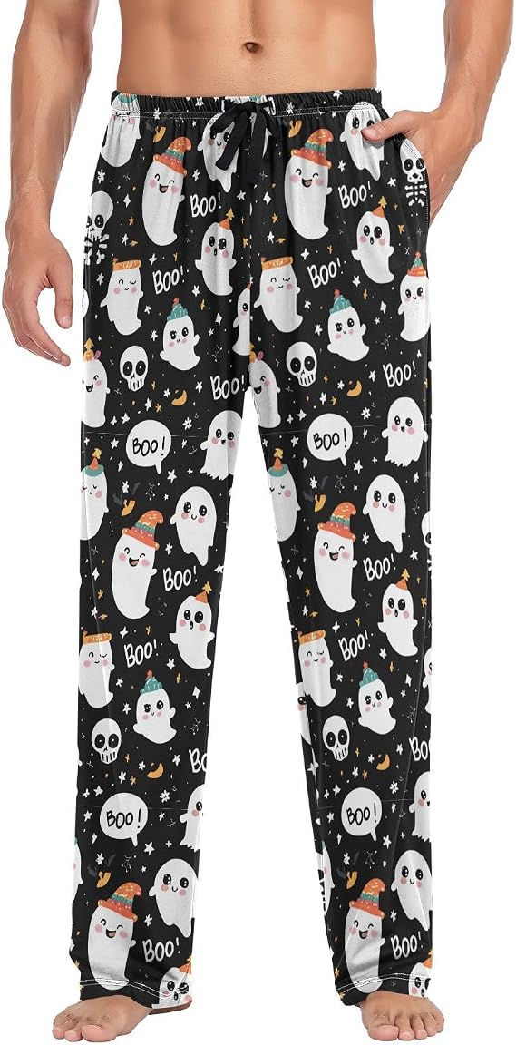 White Black Plaid Men's Pajama Bottoms Pants for Men Soft Men's Separate Bottoms Lounge Pants - skull pajamas