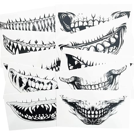 Skull Mouth Tattoos, Day of the Dead Sugar Face Tattoo - sugar skull makeup