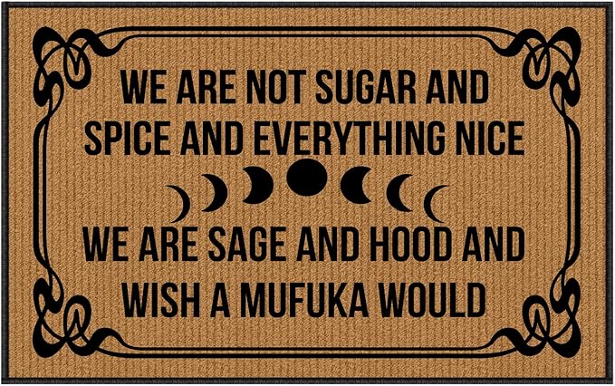 Indoor Floor Mats for Home Entrance, Funny Doormats for Front Door We are Not Sugar and Spice and Everything Nice We are Sage and Hood Rubber Backing Good Cleaning Effect 30X18 Inch - skull door mat