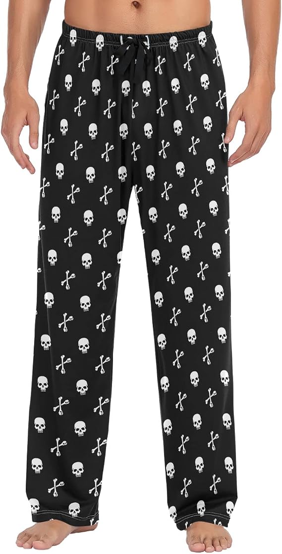 Dragon Dog Llama Pajama Pants for Men Comfort Sleep Lounge Bottoms Straight-fit with Pockets S-XXL - skull pajamas