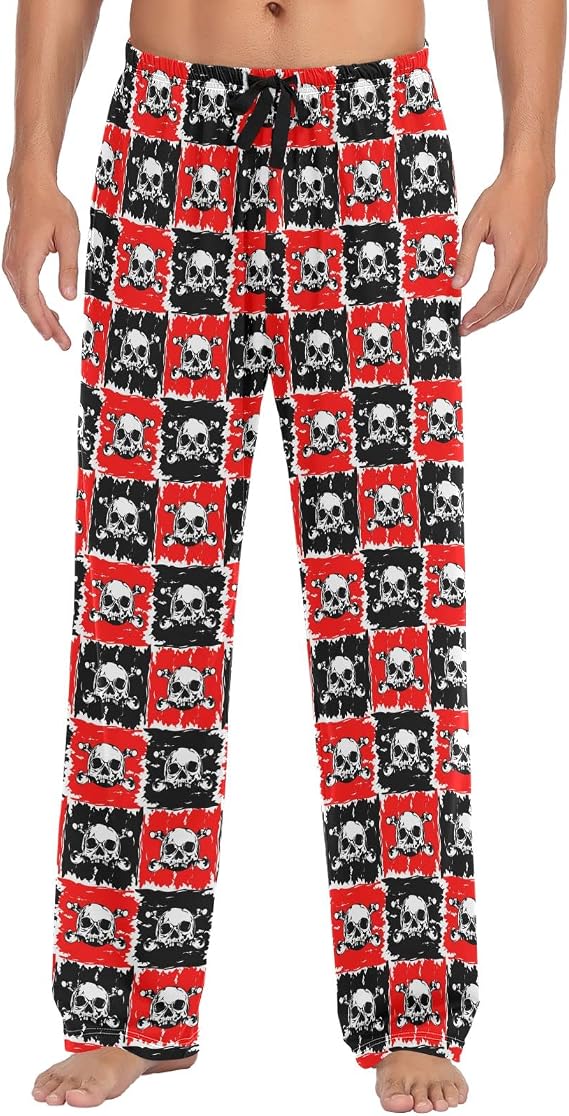 Sloth Devil Plaid Pajama Pants for Men Comfort Sleep Lounge Bottoms Straight-fit with Pockets S-XXL - skull pajamas