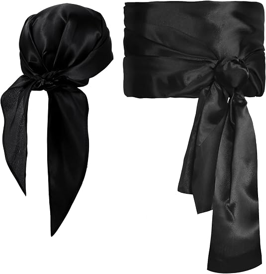 SATINIOR 2 Pcs Halloween Pirate Costume Accessories Bandana & Sash - skull wallet