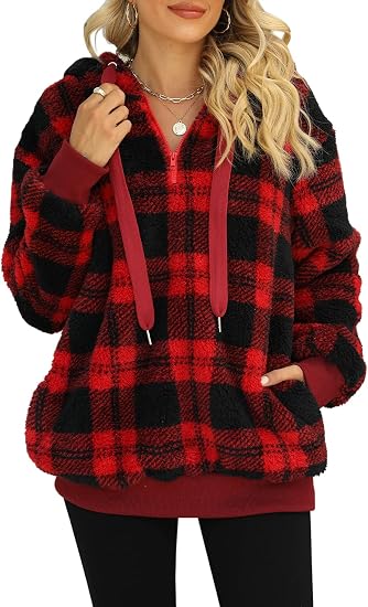 Yanekop Womens Fleece Pullover Oversized Sherpa Jacket Half Zip Pullover - skull hoodie