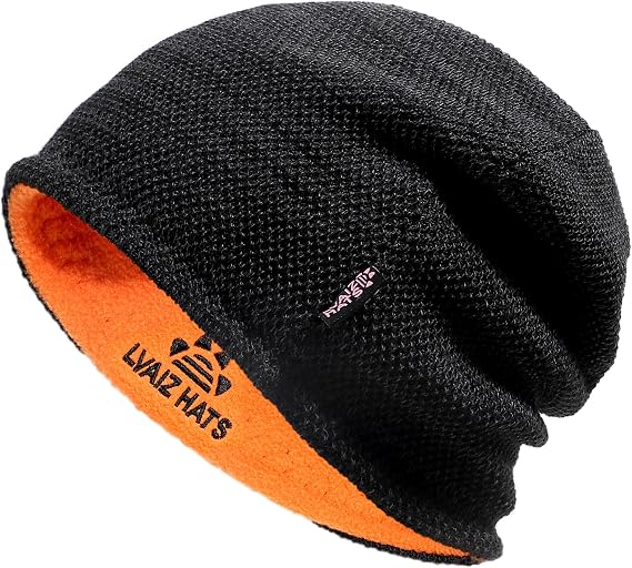 Lvaiz Winter Beanie for Men Women Warm Fleece Lined Reversible Skull Cap - skull hat