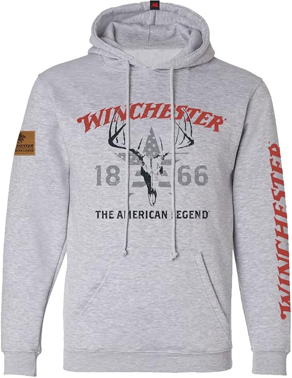 Winchester Legend Collection Skull Flag USA Printed Fleece Pullover Hooded Sweatshirt for Men, Women, Unisex - skull hoodie