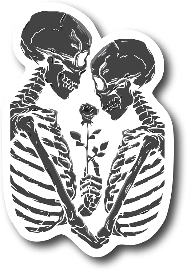 Skull Love Heart Decal Sticker Rainbow Horror Dead Sugar Crossbones Halloween Scary Bones Goth CS1565-2PK - skull sticker