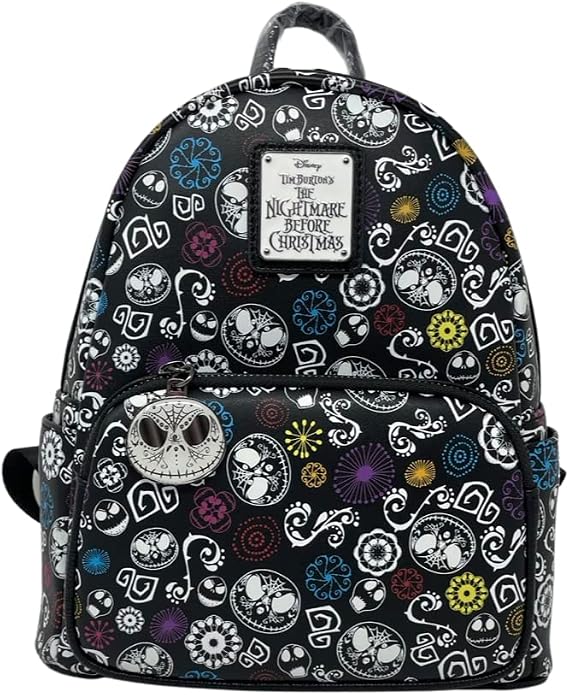 Loungefly Disney NBC Sugar Skull Jack Skellington Glow in the Dark AOP - skull backpack
