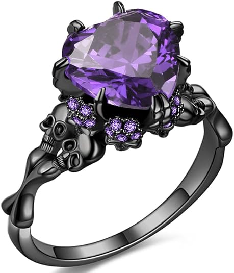 Gothic jewelry Skull Rings Halloween Punk Engagement Black Rings for Women Vampire Accessories Christmas Gifts - skull ring