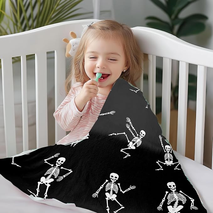 Erosebridal Sugar Skull Blanket Skeleton Bones Baby 30×40 Inch