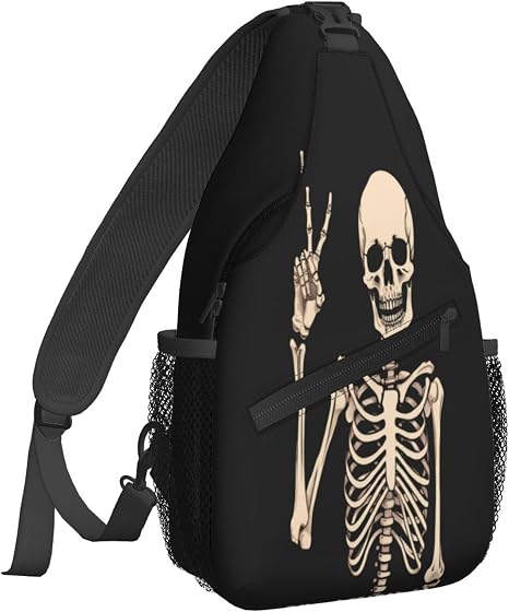 Famame Rock Funny Skull Sling Backpack Chest Bag Crossbody Shoulder Bag Gym Cycling Travel Hiking Daypack For Men Women - sugar skull handbags for sale
