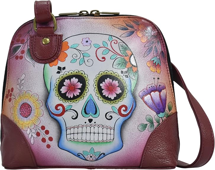 Anna by Anuschka Leather Small Multi Compartment Zip-Around Organizer - sugar skull handbags for sale