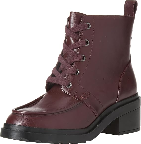 Amazon Essentials Women's Lace Up Moc Toe Combat Boots with Chunky Heel, Black Oxblood - sugar skull costume