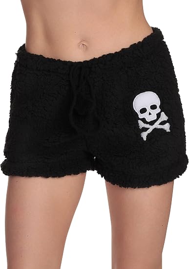 Just Love Women's Plush Pajama Shorts - skull pajamas