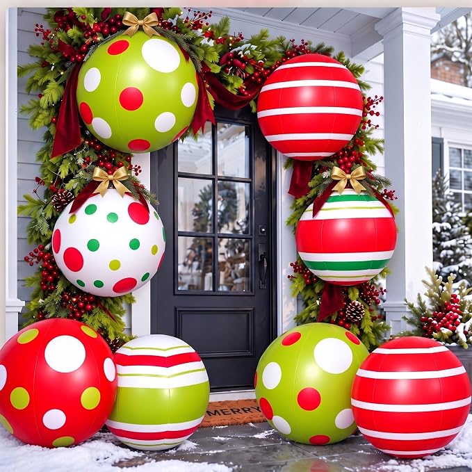 Jetec 12 Pcs 24,16 Inch Giant Christmas Inflatable Ball Outdoor Blow up - skull inflatable