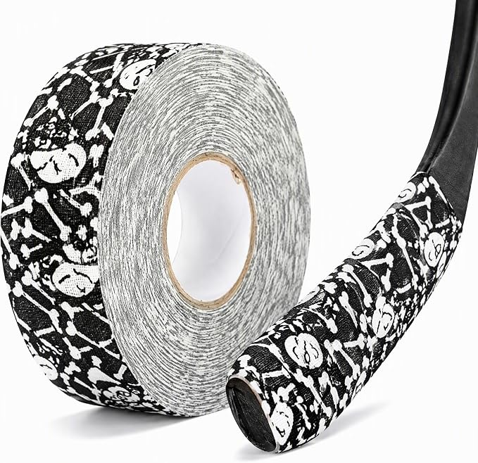1Pieces Premium Grip Tape Hockey Tape Sticks Anti-Slip Waterproof Wrapper Easy to Stretch and Tear for Ice Hockey, Skiing… - skull sticker
