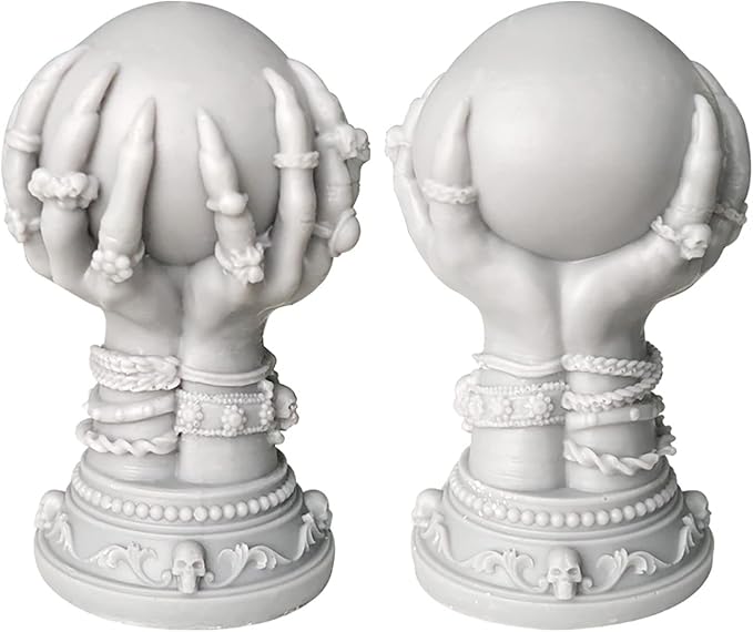 Skull Rose Crystal Ball & Ghost 3D Silicone Molds for Resin Candle & Body Soap Making - skull ashtray