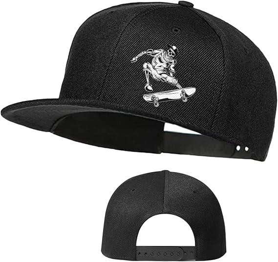 Skateboard Hat Snapback Hats for Men Flat Bill Hats for Boy Adjustable Baseball Cap for Teens Hip Hop Sports - skull backpack