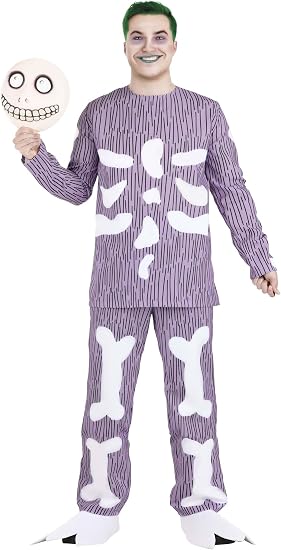 Fun Costumes Adult Barrel Costume | Mens Nightmare Before Christmas Oogie Boogie's Skeleton Masked Trick or Treater Outfit - skeleton