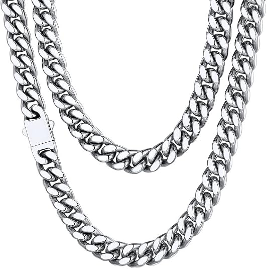 ChainsHouse Cuban Link Chain for Men, Stainless Steel Waterproof Necklace