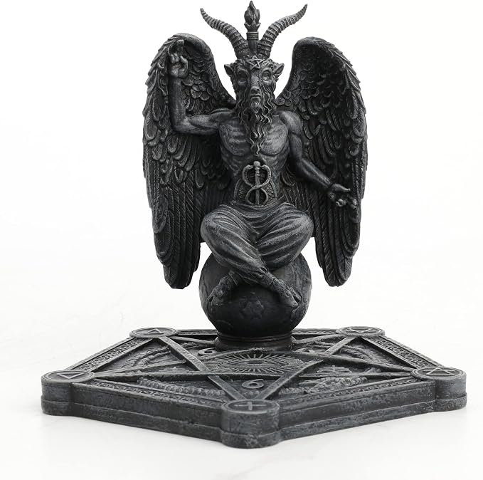 Veronese Design 4 1/2 Inch Baphomet Pentagram Incense Stick Burner Resin Sculpture - skull incense burner