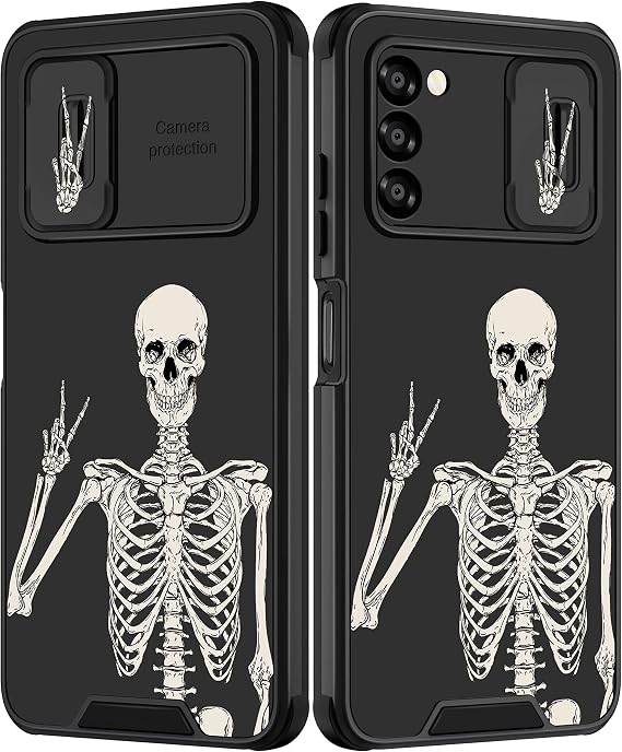 for Samsung Galaxy A03S Case Skeleton Skull Women Girls Cute Gothic Phone Cover Cool Horror Design Goth Aesthetic with Slide Camera Cover Funny Spooky Cases for Galaxy A03S 5G 6.5'' - Skull phone case