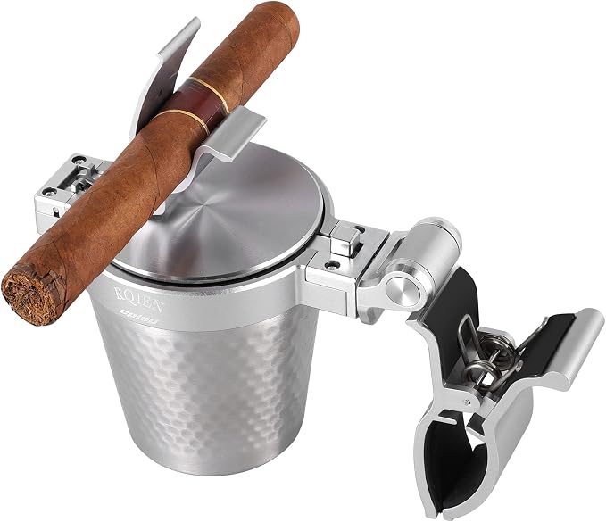 Cigar Golf Cart Ashtray—Windproof, Lidded Patio and Outdoor Ashtray, Odor-Resistant, Portable for Decks and Travel - skull ashtray