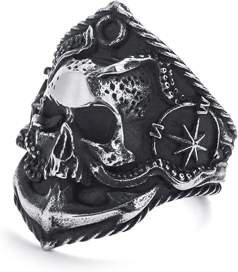 Skull Rings for Men Stainless Steel Gothic Biker Punk Skull Ring Jewelry for Men Size 8-13 - skull ring
