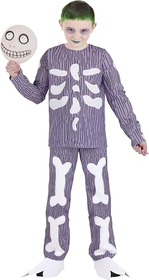 Kids Barrel Costume | Nightmare Before Christmas Oogie Boogie's Boys Skeleton Masked Trick or Treater Halloween Outfit - skeleton