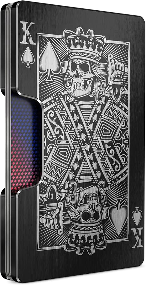 Engraved Aluminum Wallet for Men - Slim Money Clip & Card Holder with Engraved Finish. Enhanced RFID Blocking, Compact, Unique & Minimalist Wallets - skull suitcase