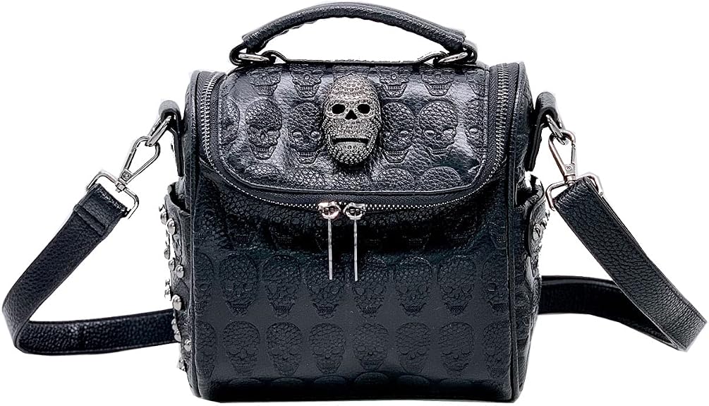 XingChen Women Studded Skull Gothic Crossbody Shoulder Bag Travel Leather Small Handbag Cellphone Purse - sugar skull handbags for sale