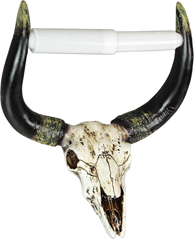 Steer Skull Toilet Paper Holder, 7.75 Inch Southwestern Wall Mount