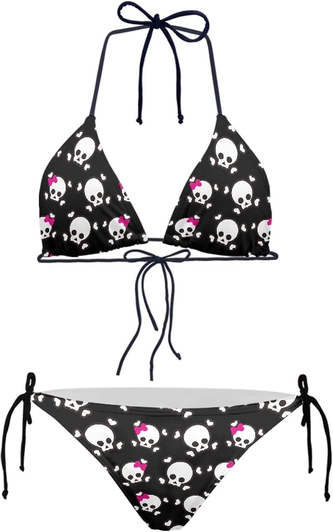 JEOCODY Women’s High Waist Halter Bikini Set Two Piece Swimsuits String Triangle Bikini Sets