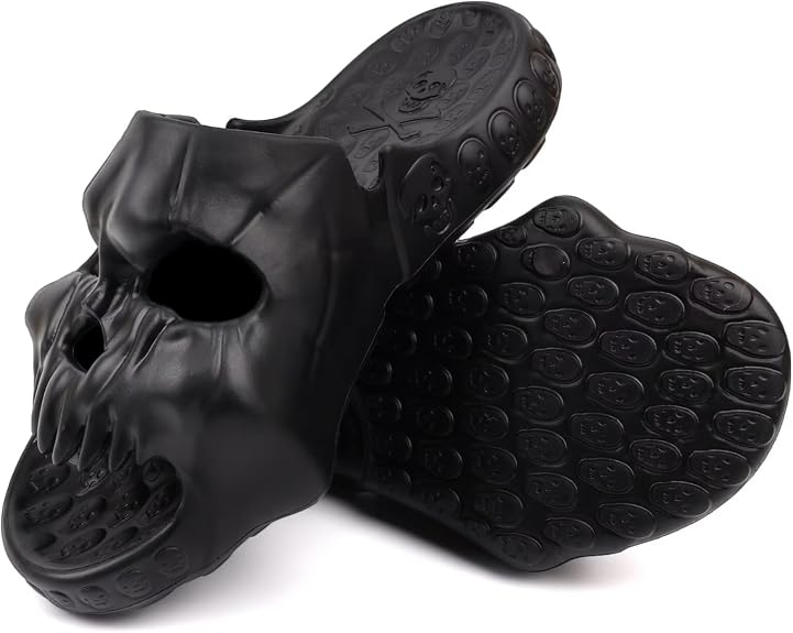 Skull Slides Sandals for Men Women,Non Slip Sport Cloud Cloudies Slides Slippers,Open Toe Slip on Comfy Beach Halloween Skull Slides Shower House Home Indoor Outdoor Thick Soft Shoes - sugar skull costume