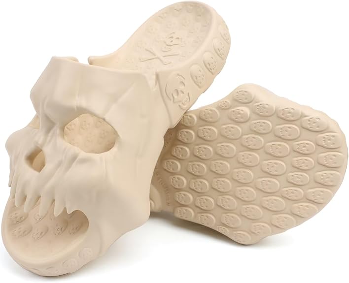 Skull Slides Sandals for Men Women,Non Slip Sport Cloud Cloudies Slides Slippers,Open Toe Slip on Comfy Beach Halloween Skull Slides Shower House Home Indoor Outdoor Thick Soft Shoes - sugar skull costume