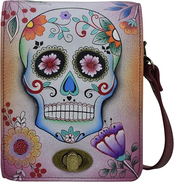 Anna by Anuschka Women’s Women’s Hand-painted Genuine Leather Flap Convertible Crossbody/Belt Bag With Rfid Protection