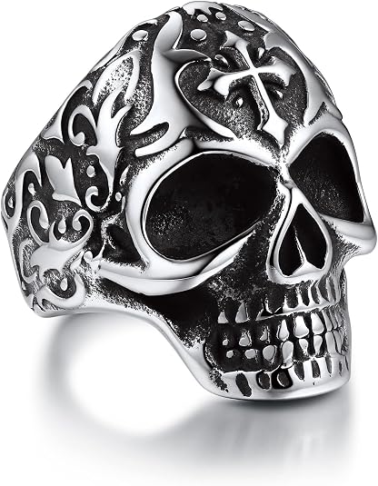 Bandmax Retro Style Stainless Steel Skull Band Ring For Men & Women - skull headband