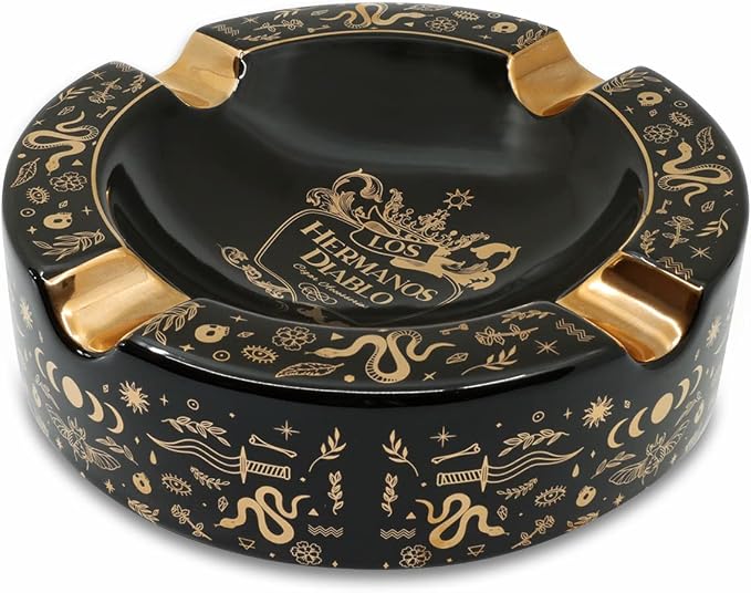 Cigar Ashtray Luxury Ceramic 4 Slot Cigar Holder for Indoor and Outdoor Patio Smoking Large Premium Ashtray (Mystique) - skull ashtray