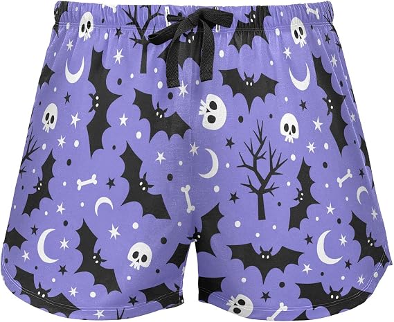 Sleep Shorts Soft Lounge Pajamas Bottoms with Pockets Comfy Short Pants for Women's - skull pajamas