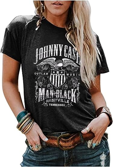 Western Rodeo T-Shirt Women Vintage Cattle Skull Cowboy Shirt Country Music - skull tshirt