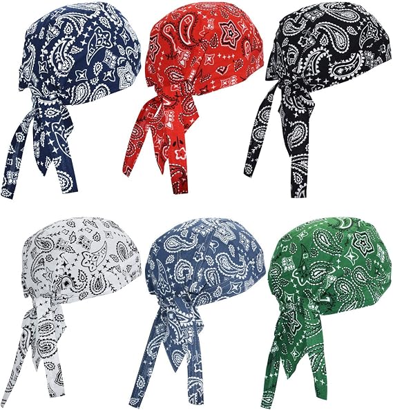 Cotton Doo Rags Skull Beanie Hat Bandana Motorcycle Dew Rag Hard Hats Liner Welder Chef Do Rags for Men and Women - skull helmet